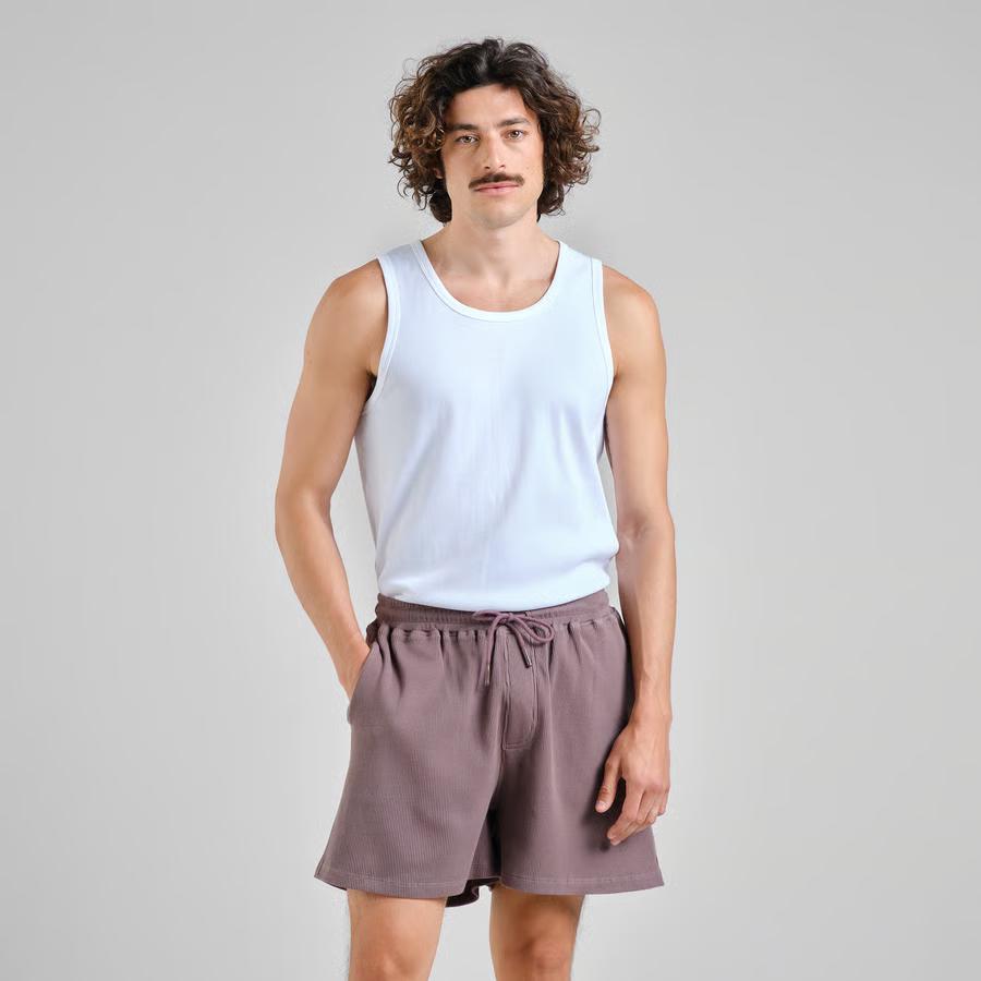 Dedicated Shorts Essingen Waffle Sparrow Brown Shorts Herren cremebraun